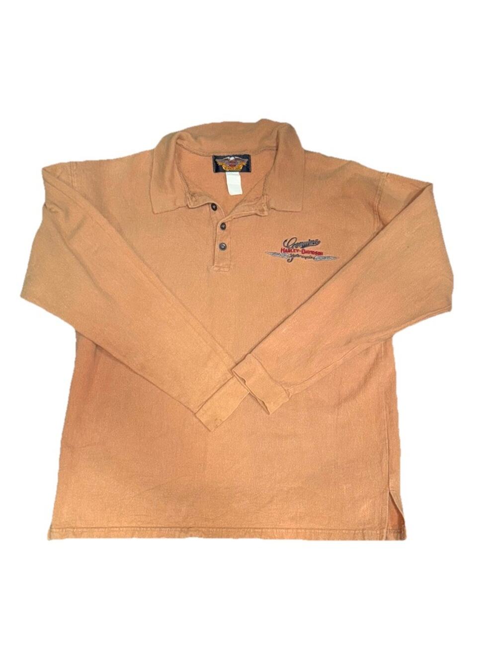 Vintage 90s Harley Davison Genuine Polo Long Sleeve XL Button Cotton down